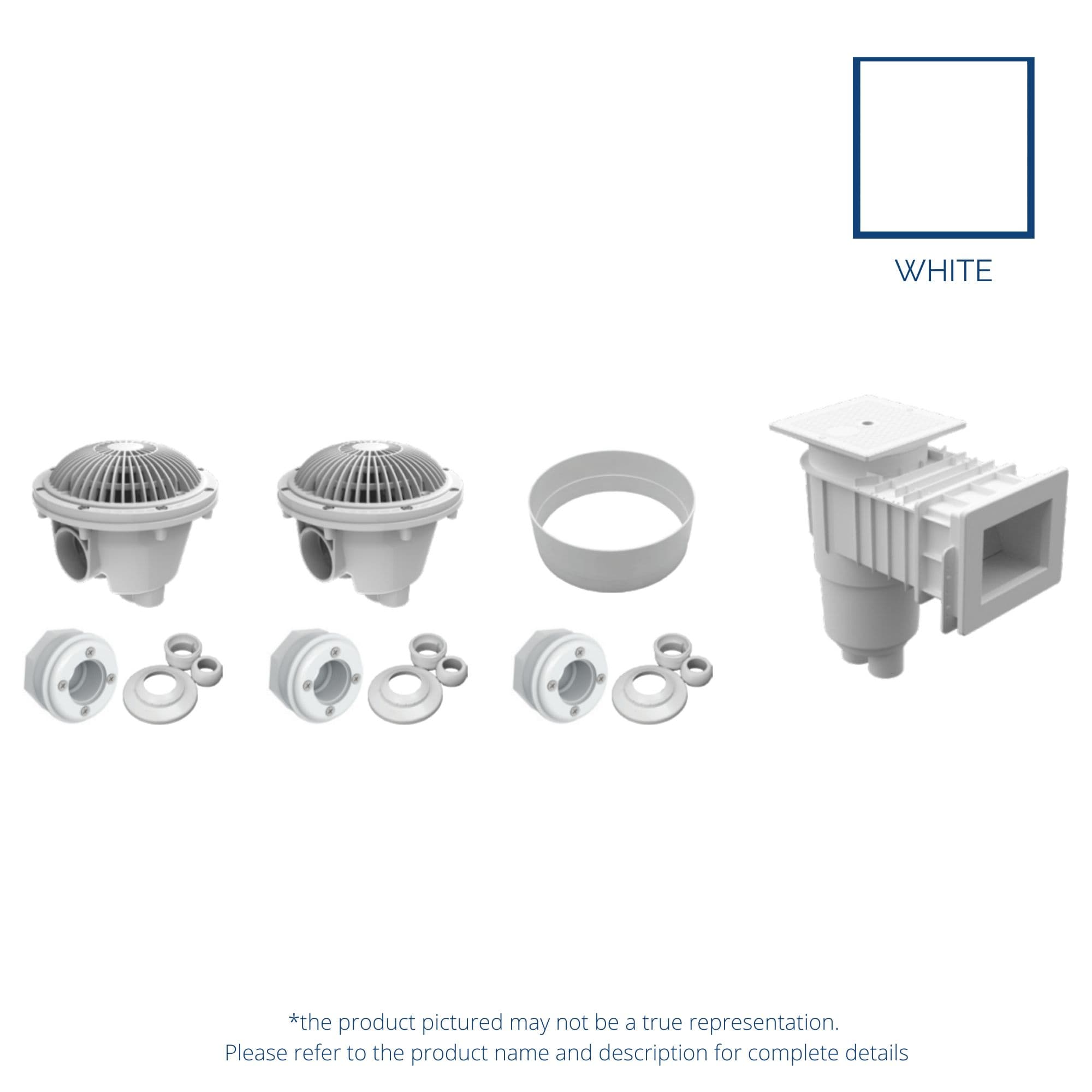 Aquastar Vinyl Builder's Standard Bonded Skimmer Kit - White